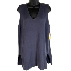 Jeanne Pierre Sleeveless Sweater Color Cadet Blue Size‎ Medium Preppy Style 1104